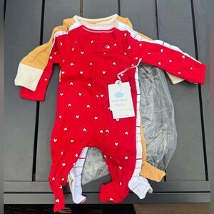 Cloud Island Baby Girl NB Newborn Footie Pajamas 3 pack New with tags Giftable